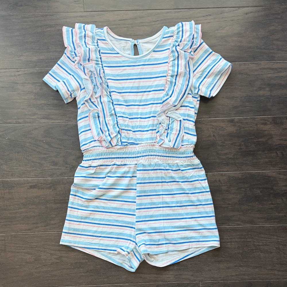 Colorful Striped Ruffle Romper for Kids